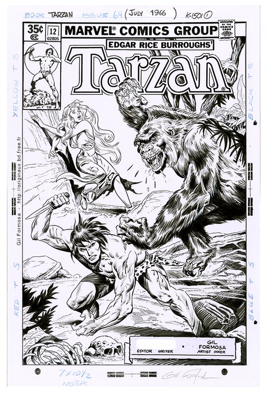 En vente - TARZAN COVER MARVEL par Gil Formosa - Couverture originale