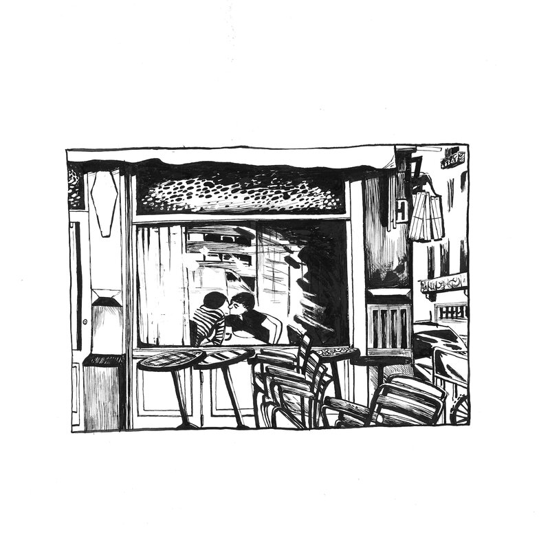 Judith Vanistendael, Café Walvis Brussel / Bruxelles - Original Illustration
