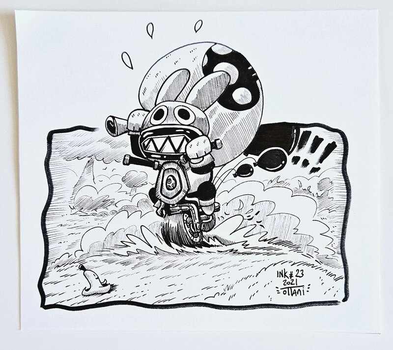 En vente - Dessin original de l'Inktober 2021 : Carottin de Mario Kart par oTTami ! - Illustration originale