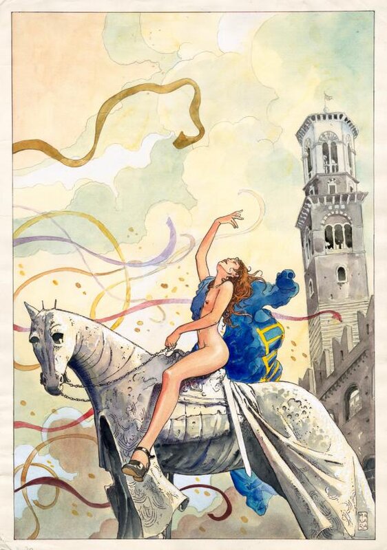 Mostra a Verona par Milo Manara - Illustration originale