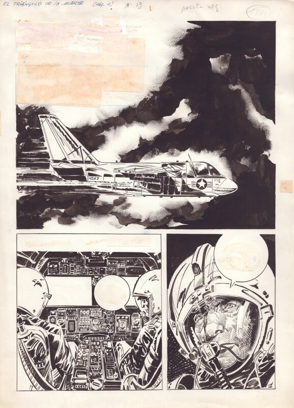 Breccia Alberto, Nadie#14, El Triangulo de la muerte, planche n°1 de titre, 1978. - Comic Strip