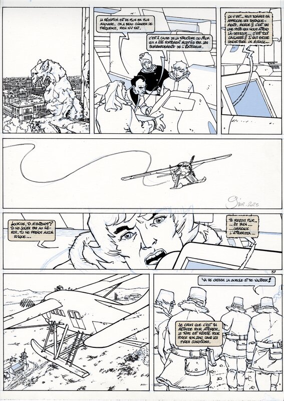 En vente - Gine, Planche originale - Neige - Tome 13 - planche 37 - Galerie Nicolas Sanchez - Planche originale