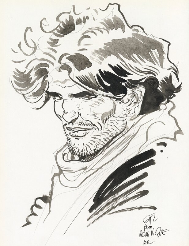 Jean Giraud, Blueberry - portrait - Illustration originale