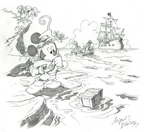 Miguel Sanchez, Mickey and the Pirate Treasure - Illustration originale