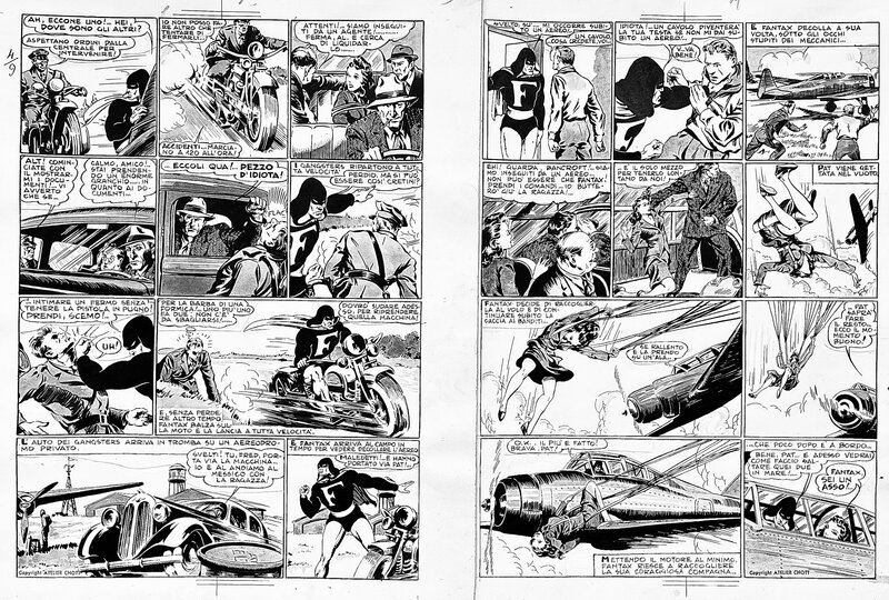 For sale - Chott, FANTAX CONTRE L’HOMME QUI TERRORISAIT NEW-YORK : DIPTYQUE PLANCHES ORIGINALES 9&10 (TOME 4) - Comic Strip