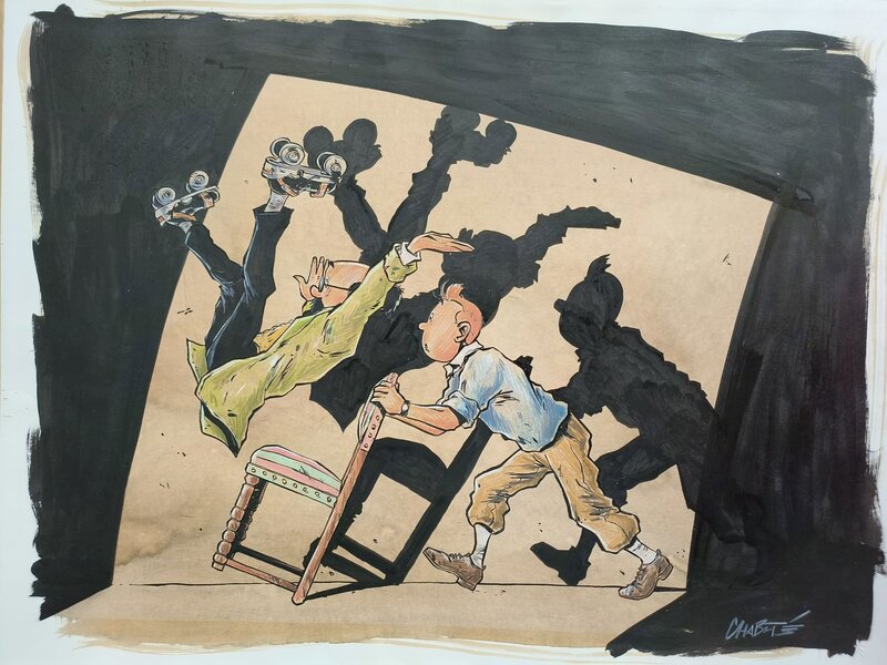 Christophe Chabouté, Tintin et le professeur Tournesol - Planche originale