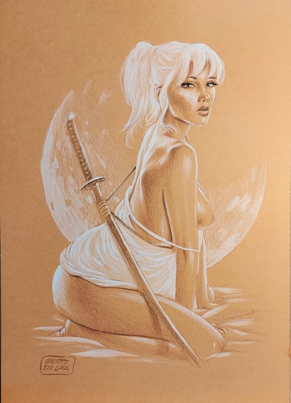 Pin up au katana par Giuseppe De Luca - Illustration originale