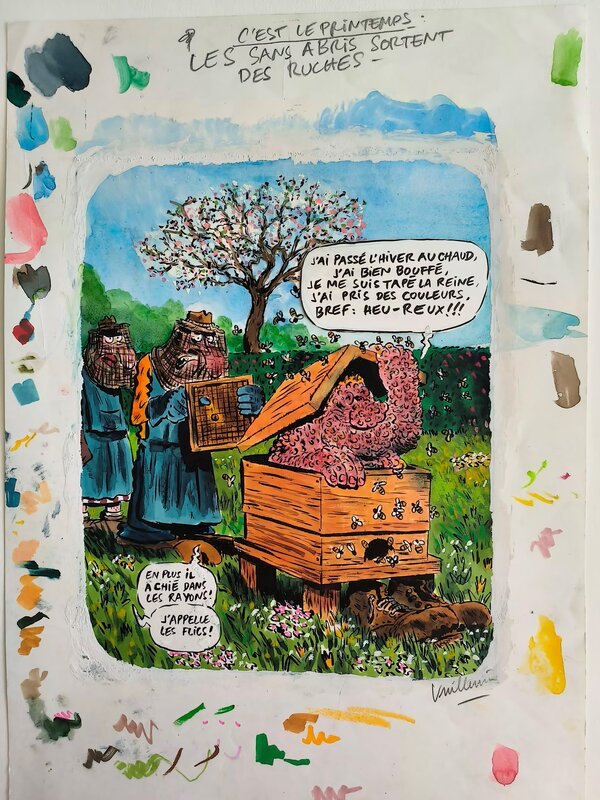 Philippe Vuillemin, Les sans abri sortent des ruches - Planche originale
