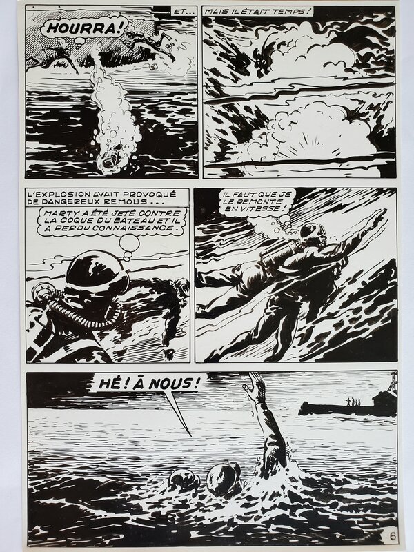 Jean-Paul Decoudun, TEMERAIRE n°72  TOMIC - L'AVENTURE SOUS-MARINE  planche originale - Comic Strip