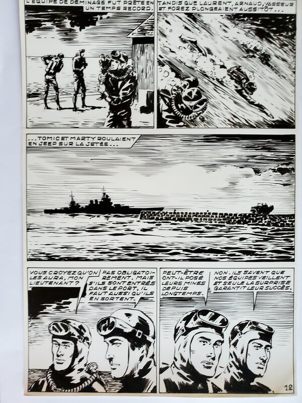 Jean-Paul Decoudun, TEMERAIRE n°72  TOMIC - L'AVENTURE SOUS-MARINE  planche originale - Comic Strip