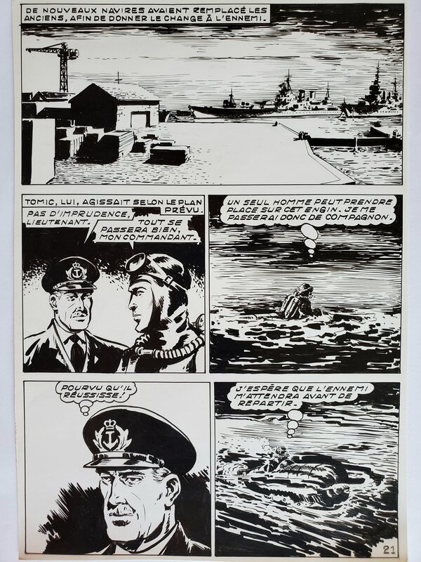 Jean-Paul Decoudun, TEMERAIRE n°72  TOMIC - L'AVENTURE SOUS-MARINE  planche originale - Comic Strip