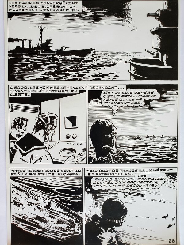 Jean-Paul Decoudun, TEMERAIRE n°72  TOMIC - L'AVENTURE SOUS-MARINE  planche originale - Planche originale