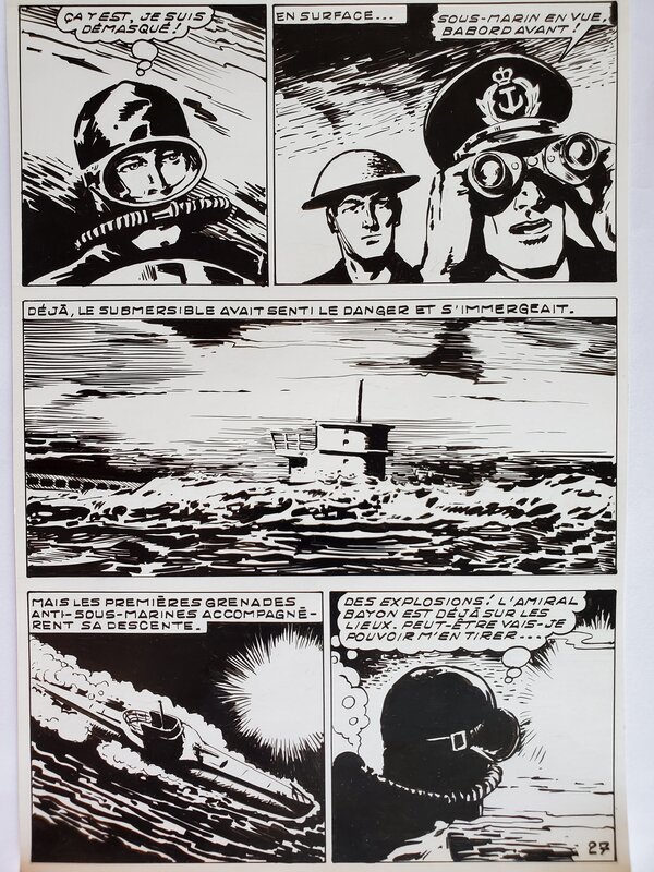 Jean-Paul Decoudun, TEMERAIRE n°72  TOMIC - L'AVENTURE SOUS-MARINE  planche originale - Comic Strip