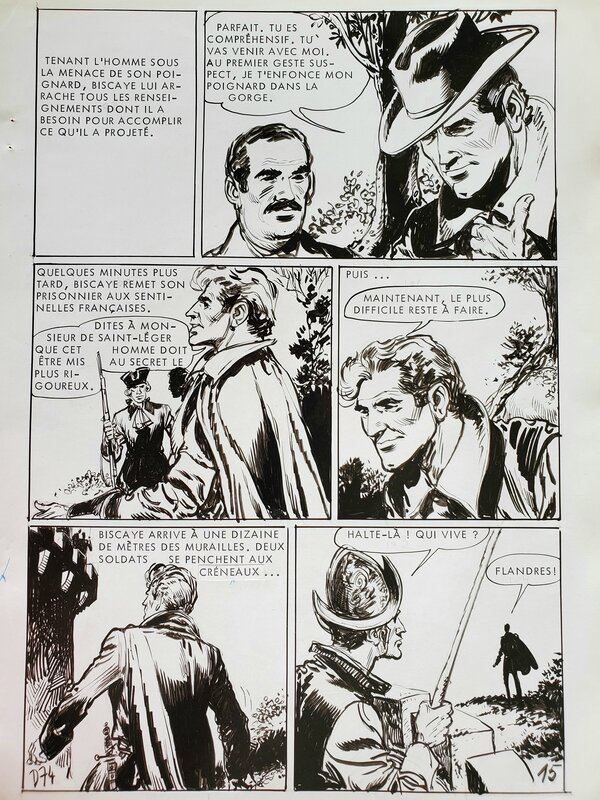 Pierre Dupuis, LES AVENTURES DU CHEVALIER BISCAYE - LA PRISE DE COURTRAI premier épisode planche originale - Comic Strip