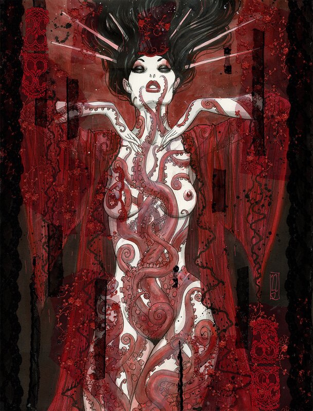 En vente - Olivier Ledroit, Belles de nuit - Octopussy - Illustration originale