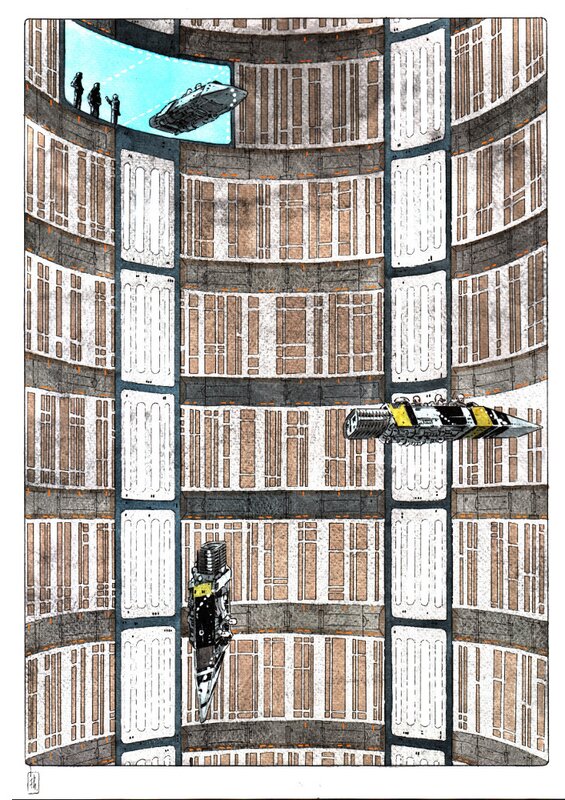 Philippe Pouzaud, 04 - IEUFE - background fan art - 08 - Couloir - Original Illustration