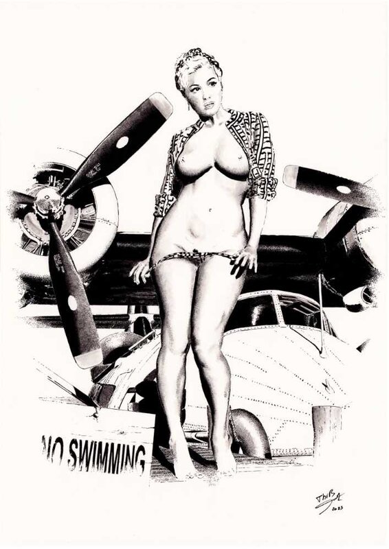 En vente - Thib, Catalina no swimming - Illustration originale