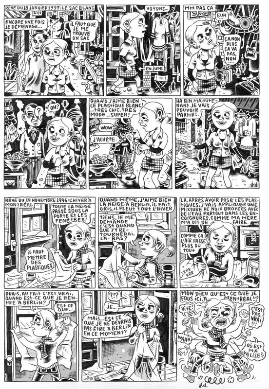 Julie Doucet, Rêves du 18/01/97 & 14/11/96 - Planche originale