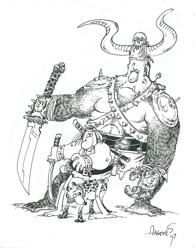 Sergio Aragonés, Groo against the Mongol - Original Illustration