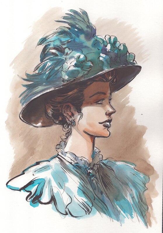 Portrait femme 1900 by Gwendal Lemercier - Original Illustration