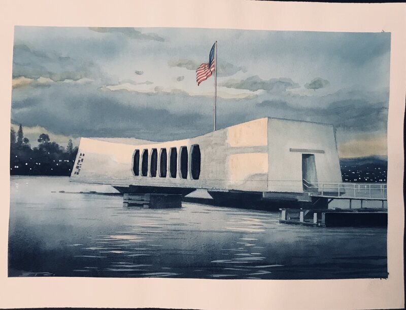Esad Ribic, Louis Vuitton Travel Book - Pearl Harbor Memorial - Original Illustration