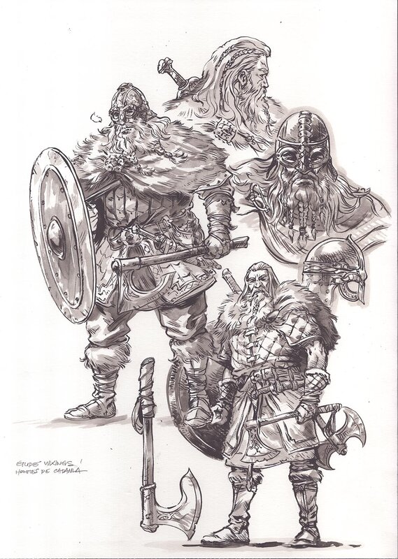 Gwendal Lemercier, Etude n°2  les hommes du nord - Original Illustration