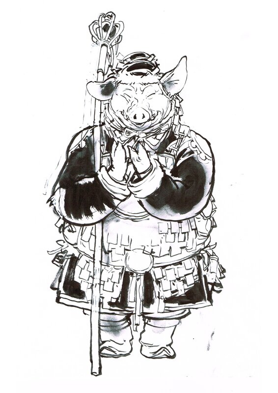 Cochon Samouraï by Kim Jung Gi - Original Illustration