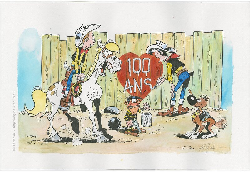 LUCKY LUKE 100 ANS par Gil Formosa - Illustration originale