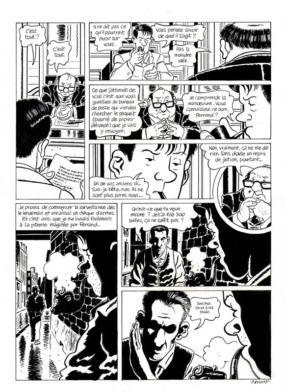 François Ravard, Emmanuel Moynot, Léo Malet, Jacques Tardi, Nestor Burma * Les Rats de Montsouris * Ravard Moynot Malet Tardi - Planche originale