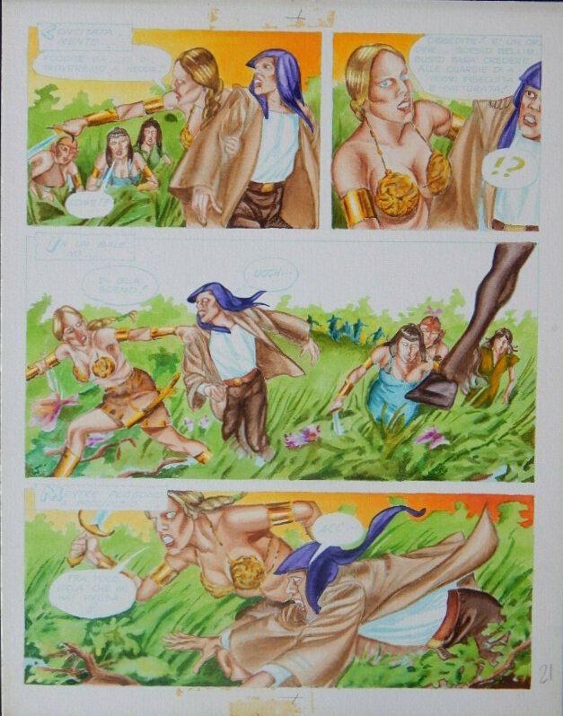Averardo Ciriello, Les Amazones T1 (Elvifrance) mise en couleur page 21 - Œuvre originale