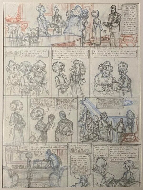 Laurent Verron, Mademoiselle J. ,Planche crayonnée - Comic Strip