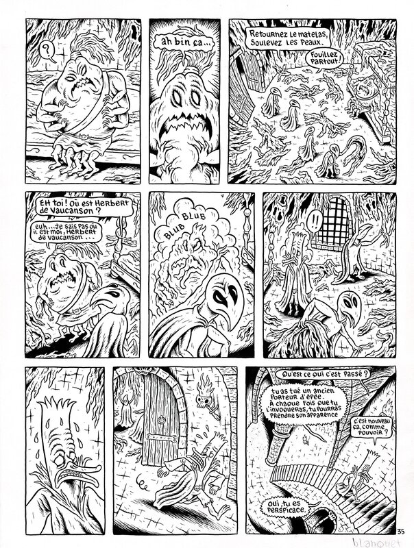 Stéphane Blanquet, Joann Sfar, Lewis Trondheim, Donjon Monsters - Le noir seigneur pl - Planche originale