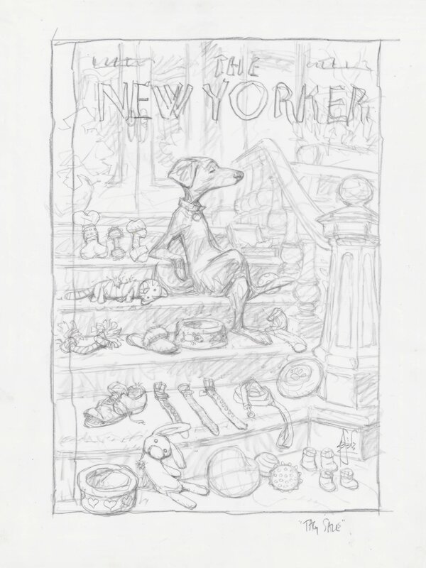 For sale - Peter De Sève, Proposed sketch for New Yorker cover 