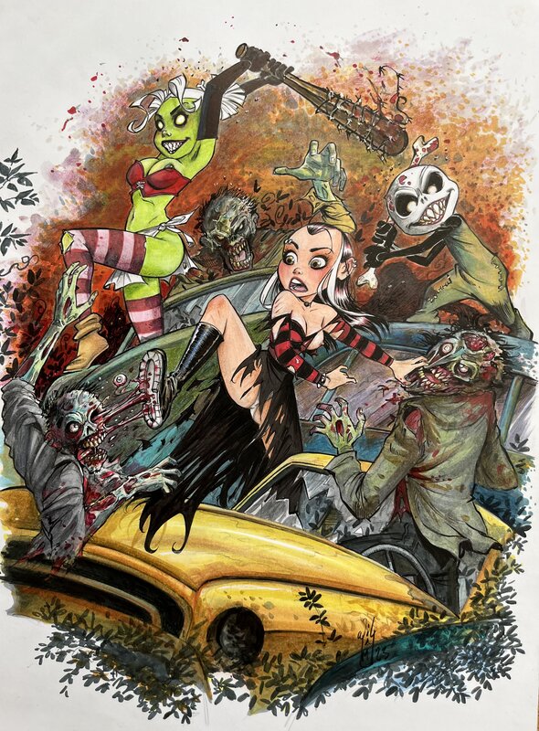 Wilmaury, William Maury, Fighting zombies « UNCENSORED » - Illustration originale