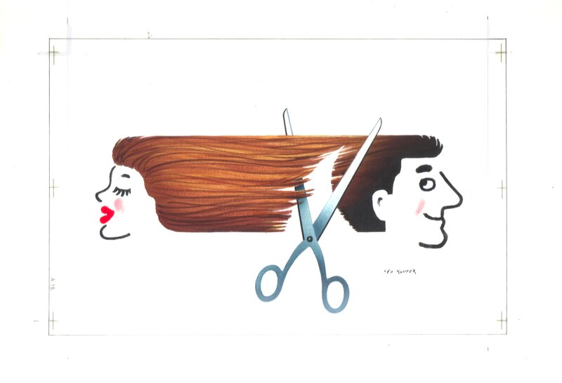 En vente - Léo Kouper - Illustration étude publicitaire coiffure - Illustration originale