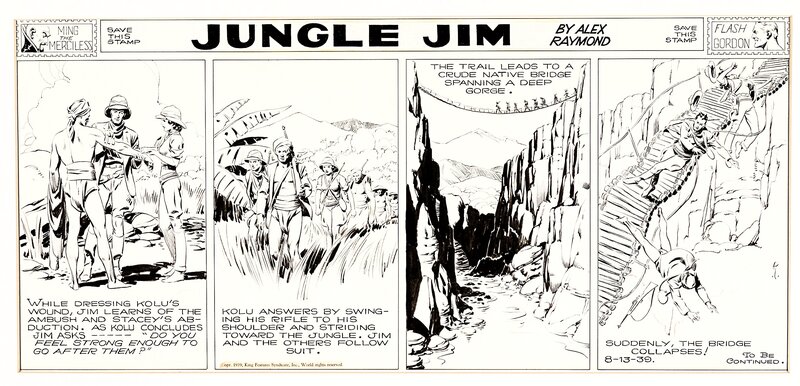 Alex Raymond, Jungle Jim Sunday . 13 aout 1939 . - Planche originale