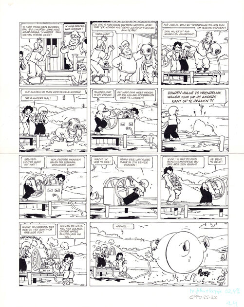 Robert van der Kroft | 1983 | Sjors en Sjimmie draaien er niet omheen (Eppo 25) - Planche originale