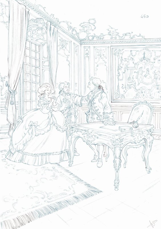 Isa Python, VENDUE. Mémoires de Marie-Antoinette tome 1, page 45. - Planche originale