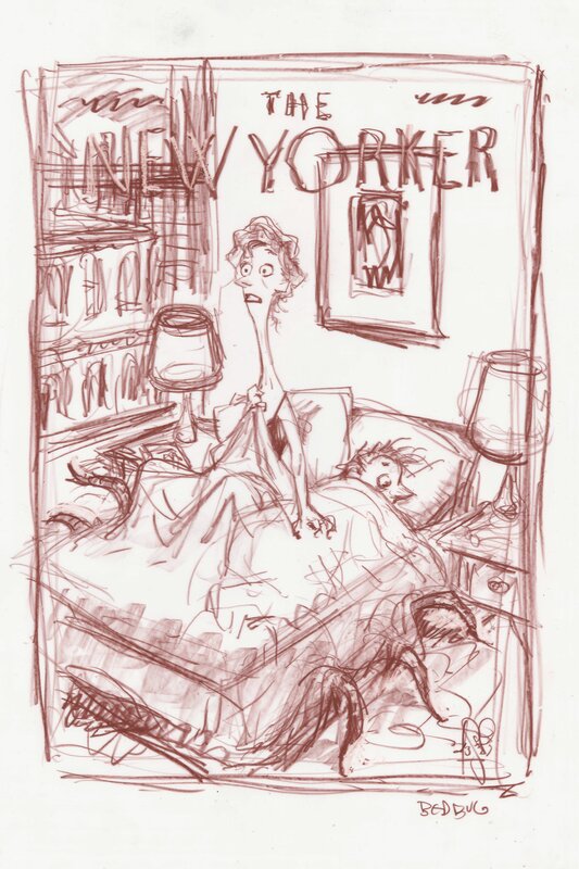 En vente - Peter De Sève, Proposed sketch for New Yorker cover 