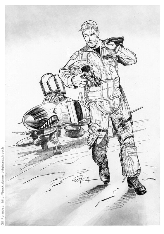En vente - Gil Formosa, BUCK DANNY F-4 PHANTOM - Illustration originale
