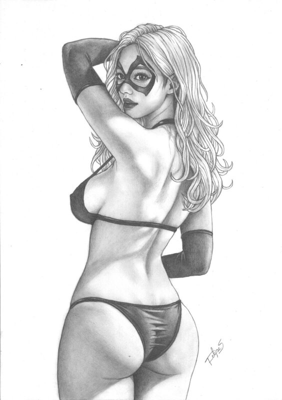 Black Cat by Felipe Santos - Original Illustration