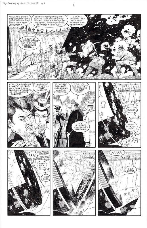 Kevin O'Neill, Alan Moore, League OF EXTRAORDINARY GENTLEMEN volume 2, issue 2, page 3 - Planche originale
