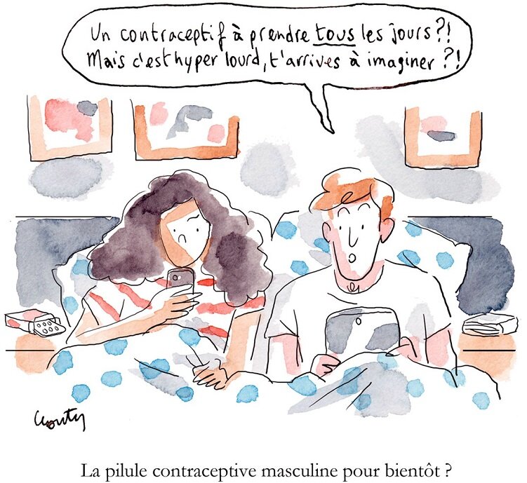 Julien Couty, La pilule contraception masculine pour bientôt ? - Illustration originale