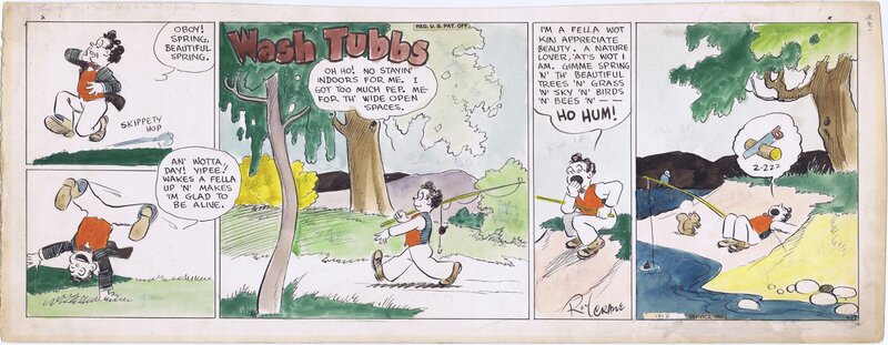 Wash Tubbs hand colored Sunday 1932 by Roy Crane - Planche originale