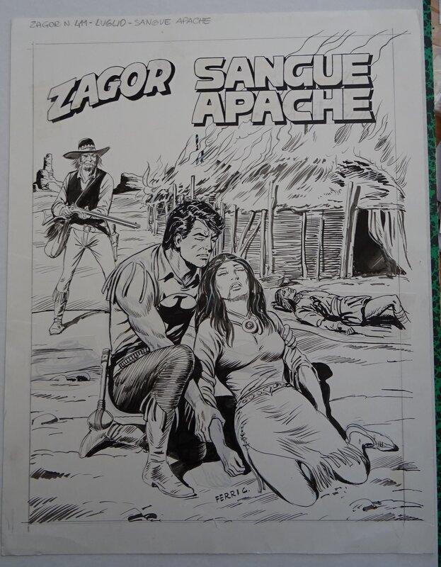 For sale - Gallieno FERRI, Zagor cover n°411 Sangue Apache - Original Cover