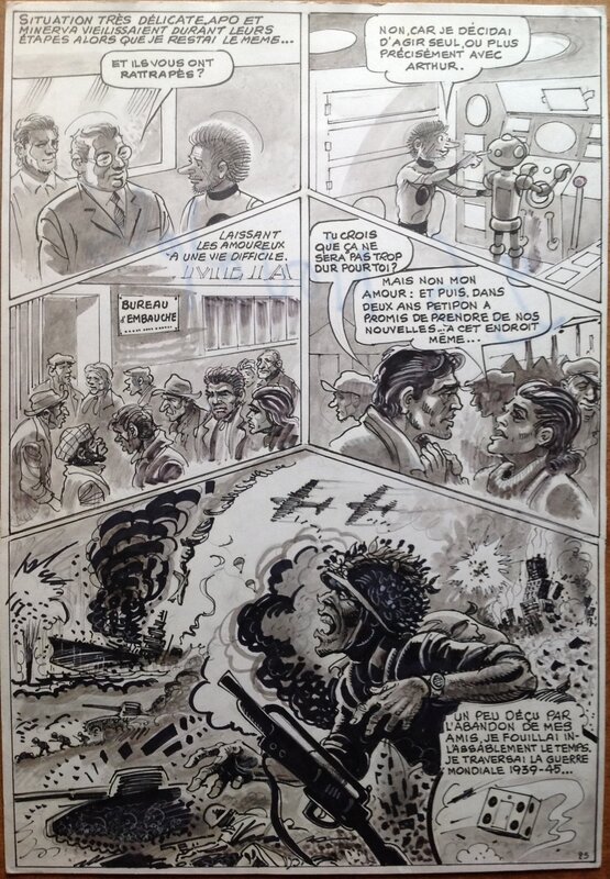 En vente - Pellos Planche Originale 25 NOVOPOLIS Dé La Guerre 39-45 ( Suite de Futuropolis ) Petipon , BD Éo 1982 Album Mars Aps - Planche originale