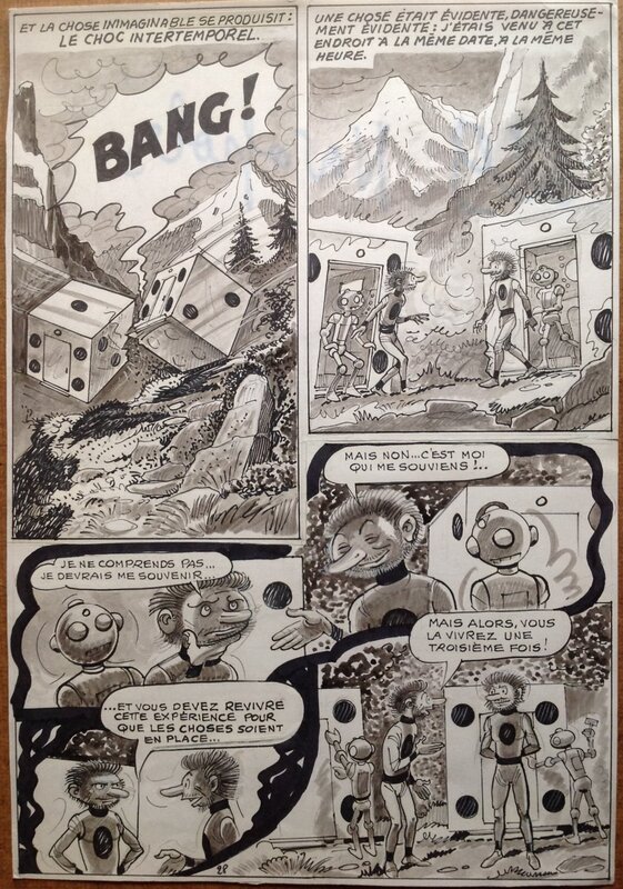 For sale - Pellos Planche Originale 28 NOVOPOLIS Dés Robot Montagne Grand BANG ( Suite de Futuropolis ) Petipon , BD Éo 1982 Album Mars Aps - Comic Strip