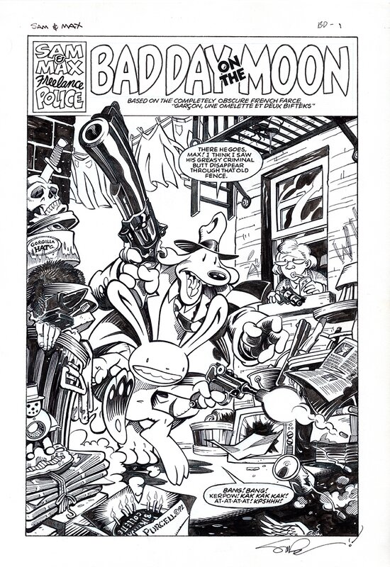 Steve purcell SAM & MAX FREELANCE POLICE bad day on the moon pg 1 - Planche originale