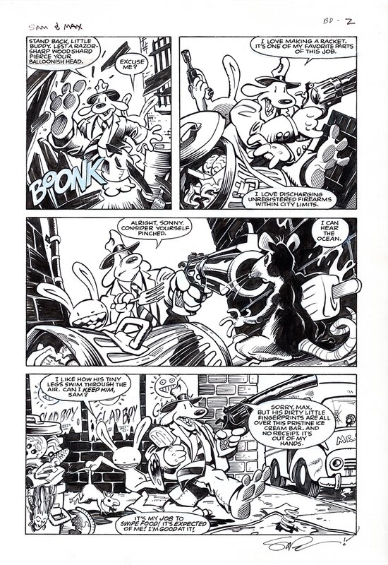 Steve purcell SAM & MAX FREELANCE POLICE bad day on the moon pg 2 - Planche originale