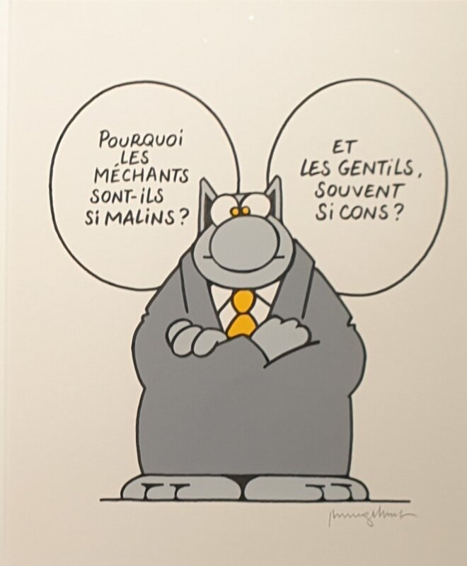 Philippe Geluck, 2022 - Le Chat : les méchants & les gentils  -  Illustration originale
